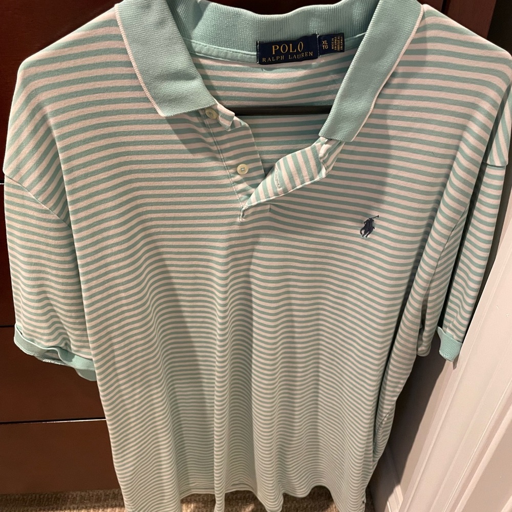 Polo Light Blue Striped Cotton Polo Size XL